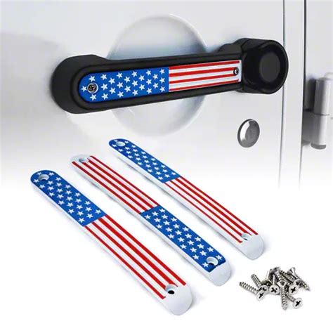 jk 立ち バック|Brushed Aluminum Door Handle Trim Inserts; US Flag.